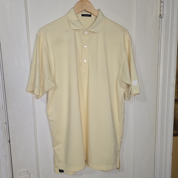 Turtleson Polo Golf Yellow/White Striped Shirt Large - Picture 1 of 9